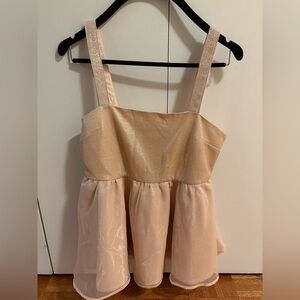 English Factory Women's Shimmer Peplum Tank Top - Blush size small new with tags